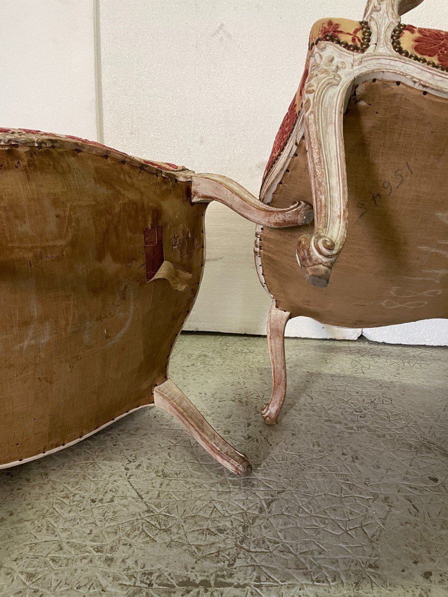 Pair Of Louis XV Style Armchairs In Beech-photo-5