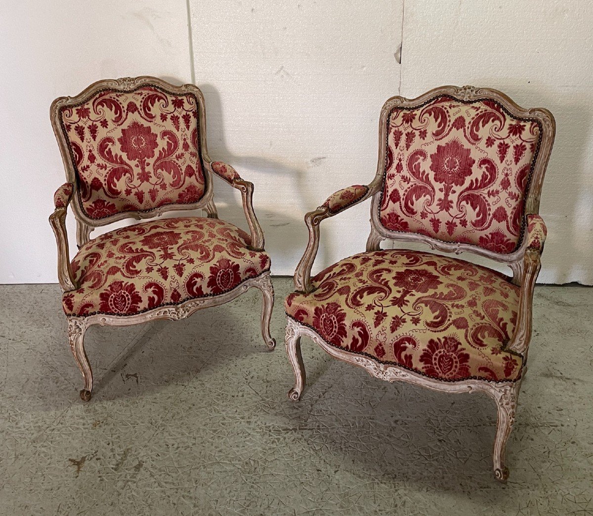 Pair Of Louis XV Style Armchairs In Beech