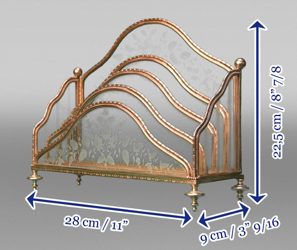 Alphonse Giroux, Porte-document En Verre Gravé à L’acide Et Bronze Doré, XIXe Siècle-photo-5
