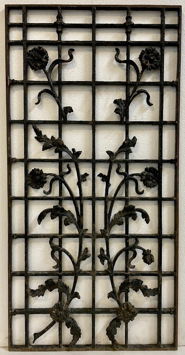 Metal Grid Decorated With Flowers