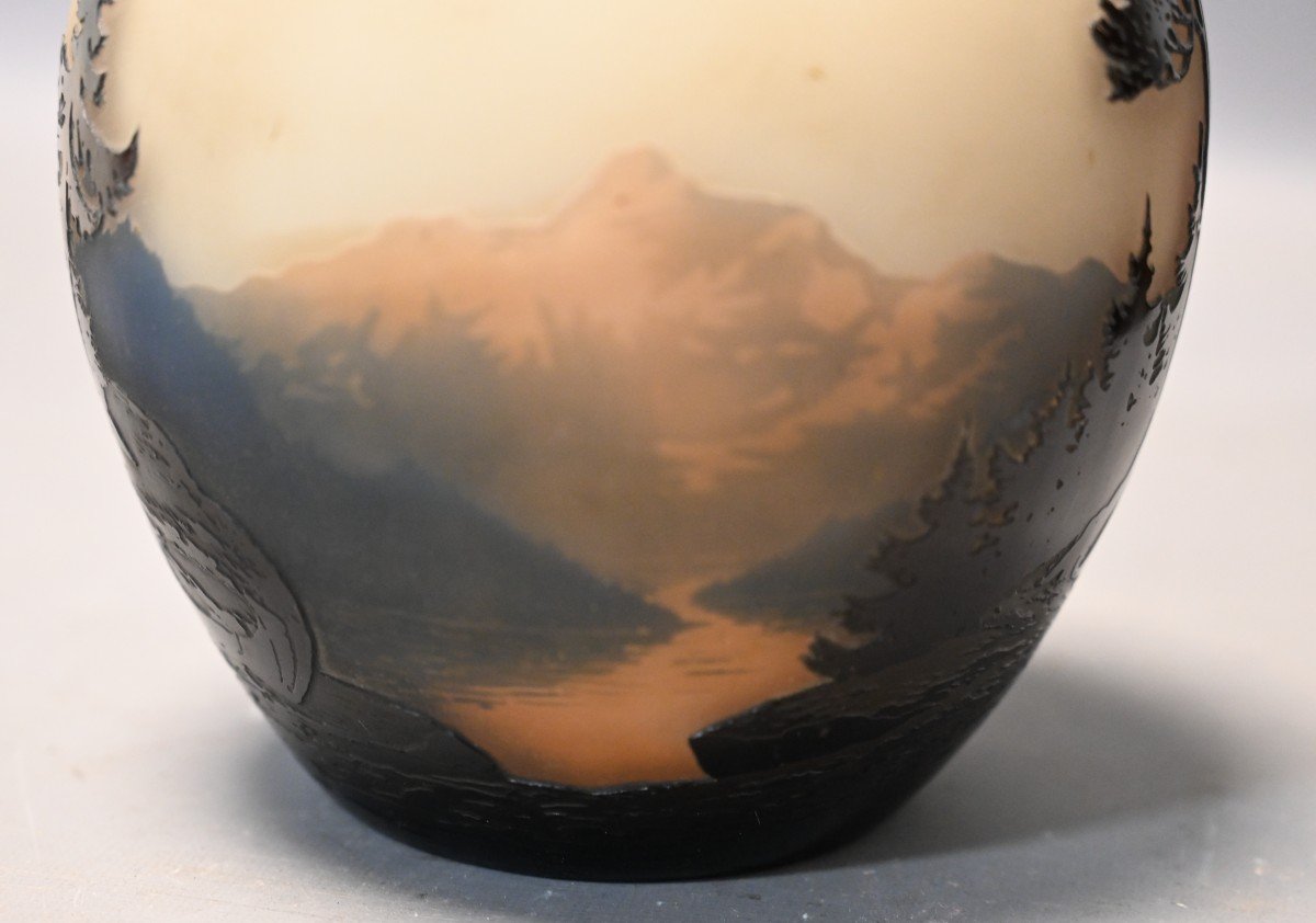 Vase Boule En Verre Multicouche à Décor De Paysage Vosgien – Müller Frères-photo-4