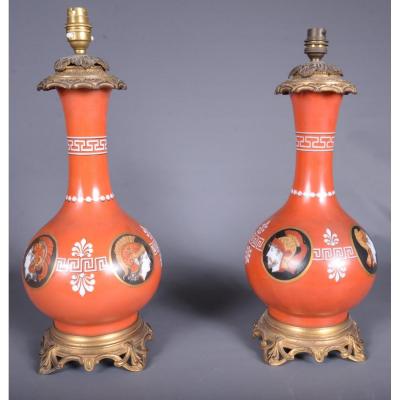 Pair Of Old Electrified Lamps