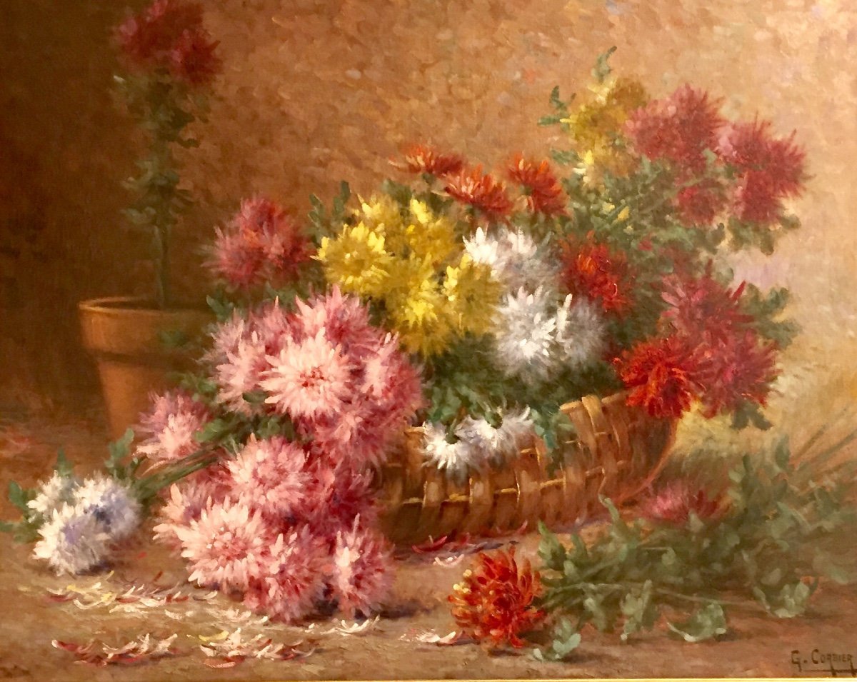 Bouquet De Dahlias Par Gaston Corbier-photo-2