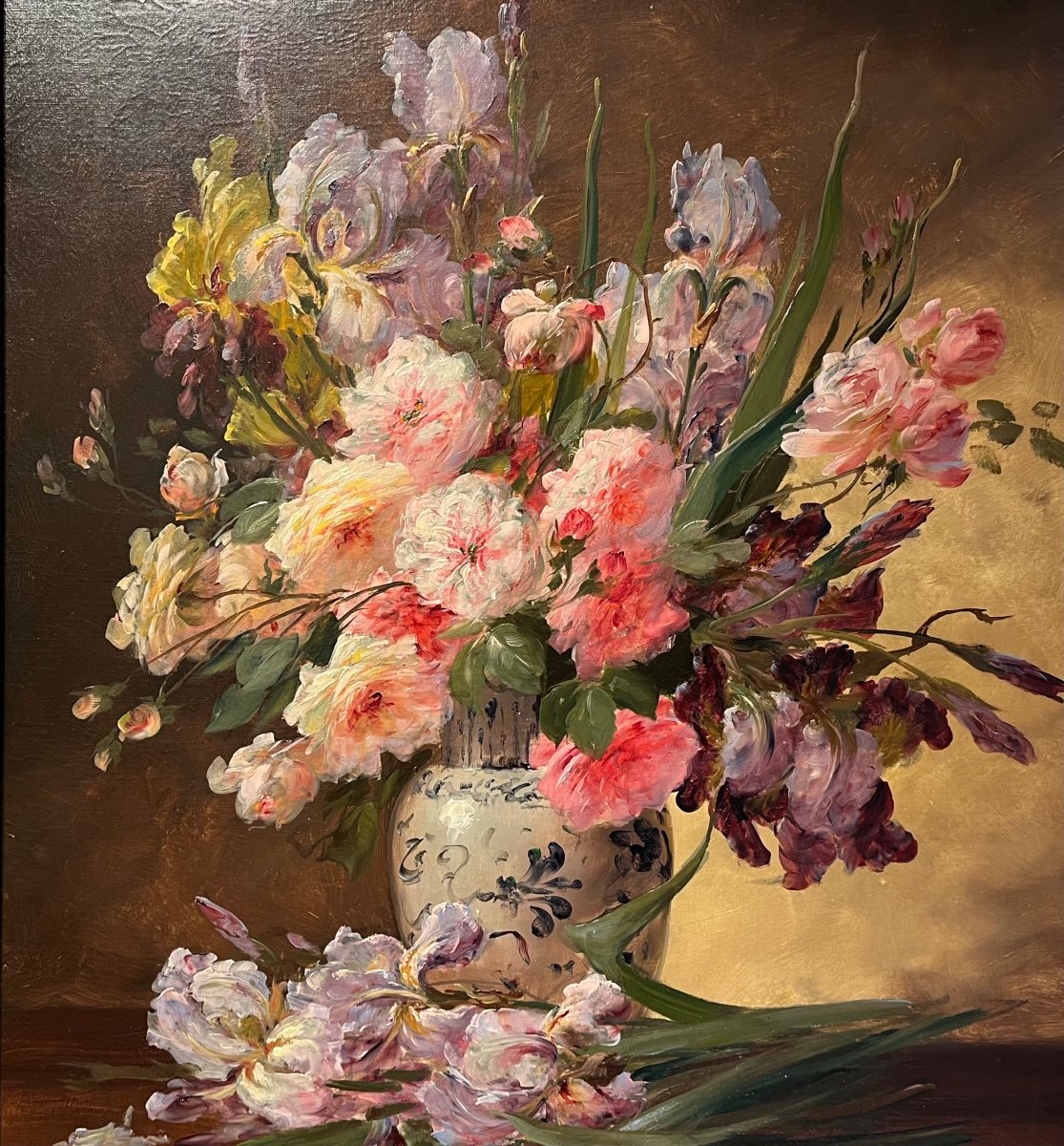 Bouquet De Fleurs Par Emile Godchaux (1860-1938)-photo-2