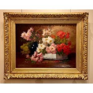 Bouquet De Dahlias Par Emile Godchaux (1860 - 1938)