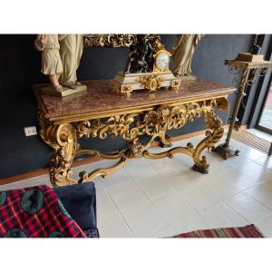Gilded Side Table Console, Rome 17th Century