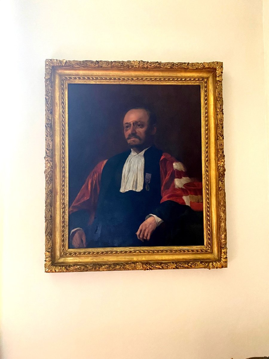 Portrait  de Magistrat  .Milieu XIXème Siècle Huile Sur Toile école Française -photo-5