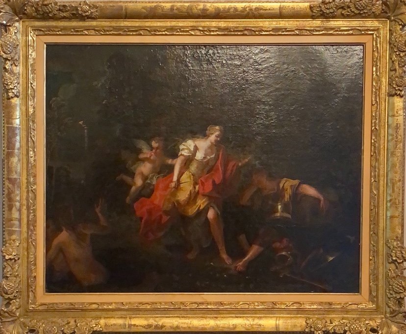 An Oil On Canvas “renaud Et Armide” Attributed To Louis De Sylvestre (1675,1770)