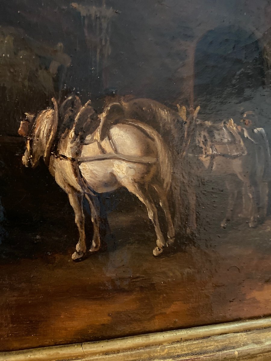 Bullfighting Horses Oil On Canvas XIX Eme-photo-2