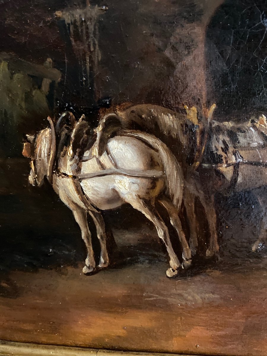 Bullfighting Horses Oil On Canvas XIX Eme-photo-7