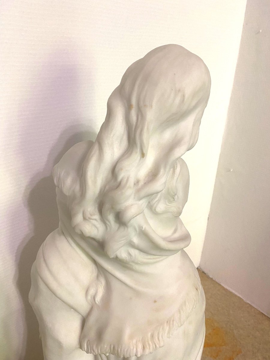 Large 19th Century Marble Sculpture Signed -photo-4