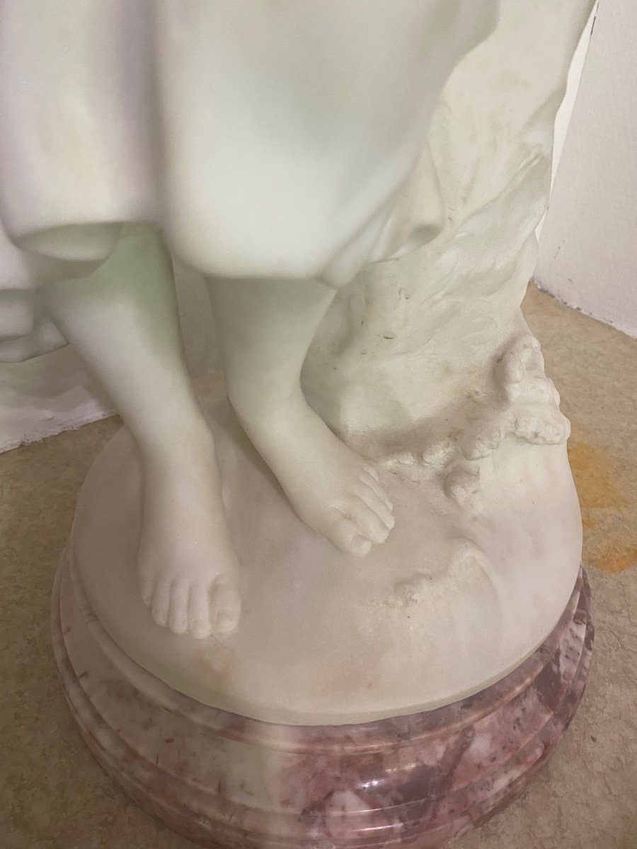 Large 19th Century Marble Sculpture Signed -photo-4