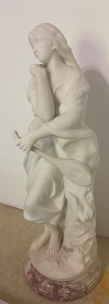 Large 19th Century Marble Sculpture Signed -photo-6