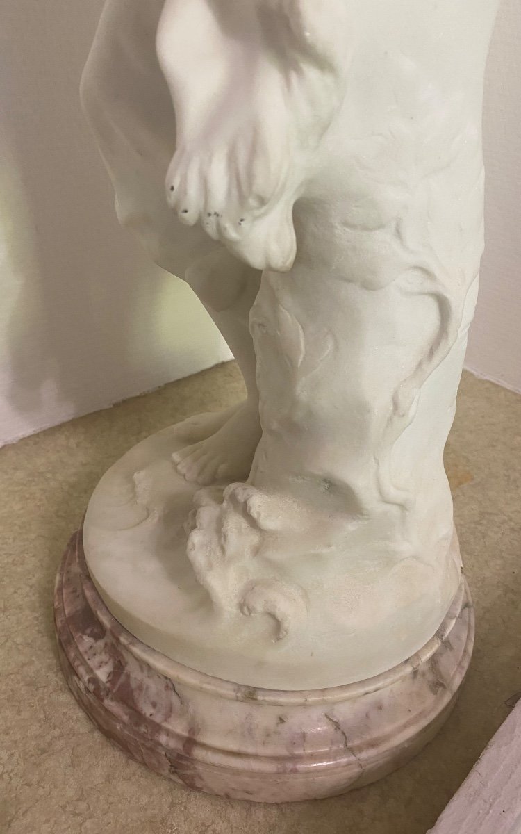 Large 19th Century Marble Sculpture Signed -photo-7