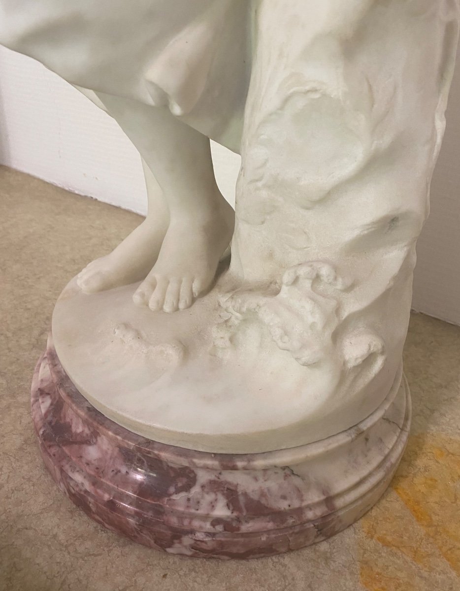 Large 19th Century Marble Sculpture Signed -photo-8