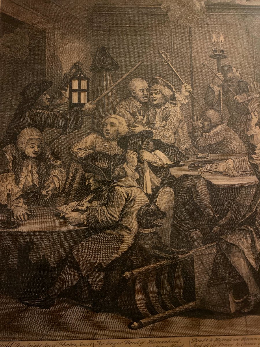 Hogarth William (1697-1764) Engraving "the Gambling House"-photo-4