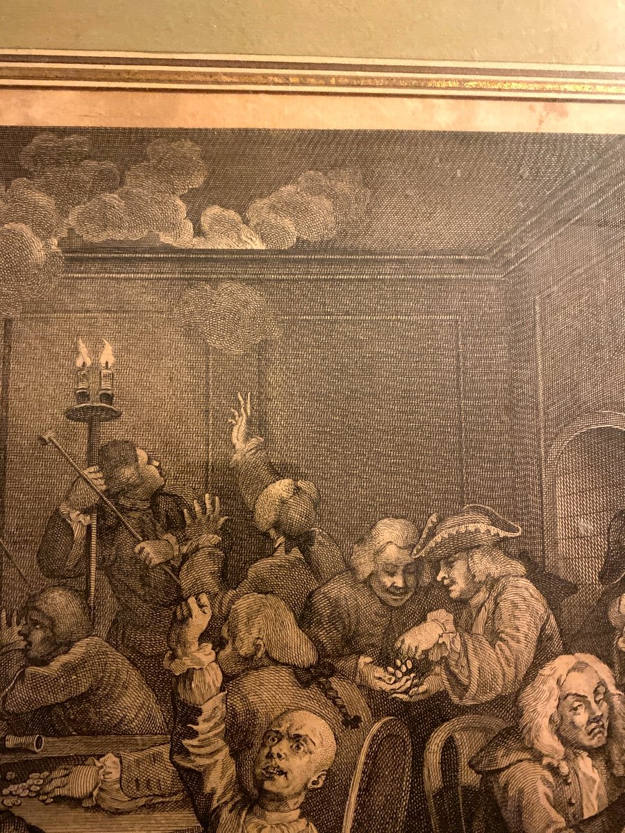 Hogarth William (1697-1764) Engraving "the Gambling House"-photo-3