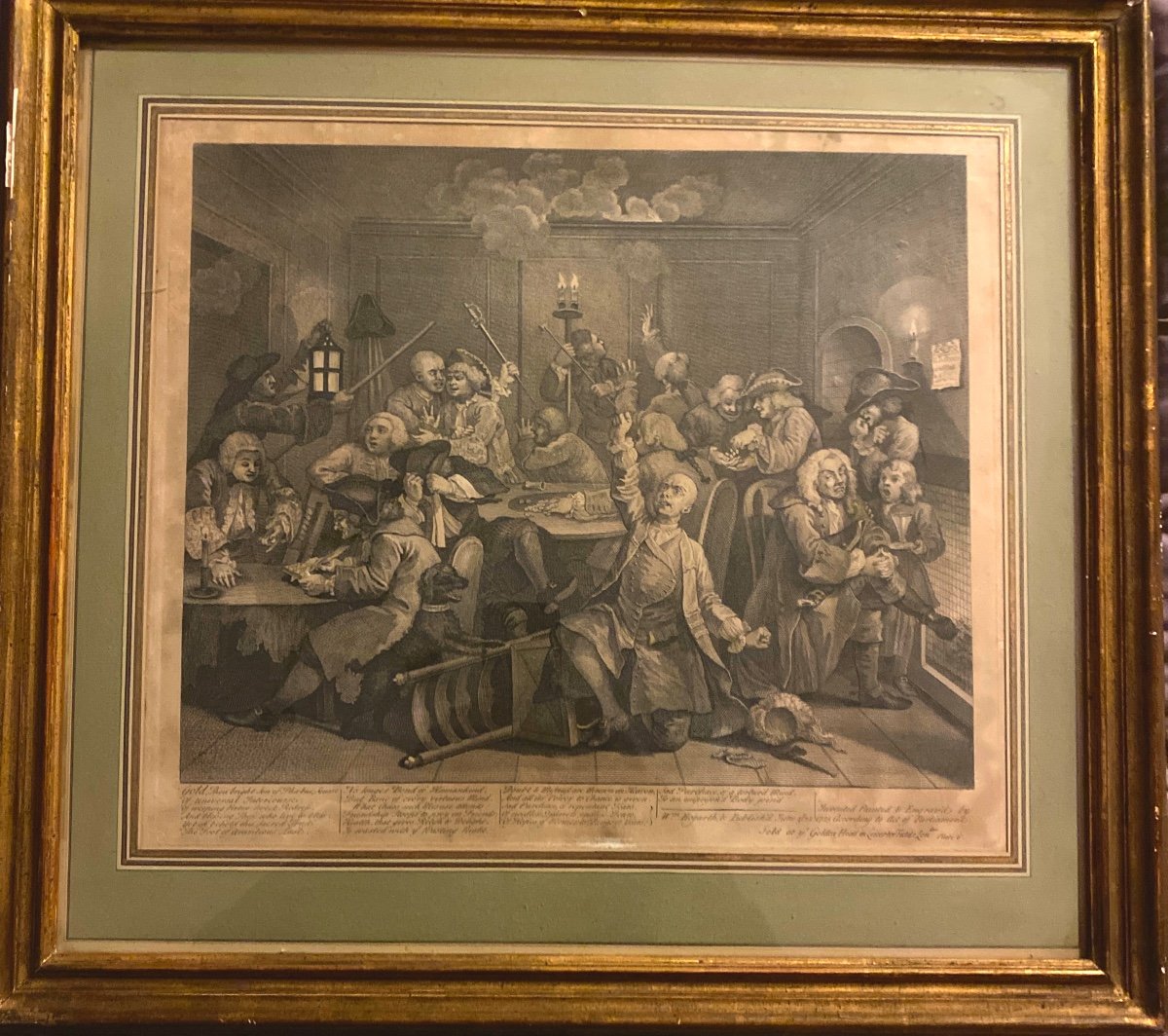 Hogarth William (1697-1764) Engraving "the Gambling House"