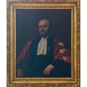 Portrait Magistrate Mid 19th Century Oil On Canvas French School 