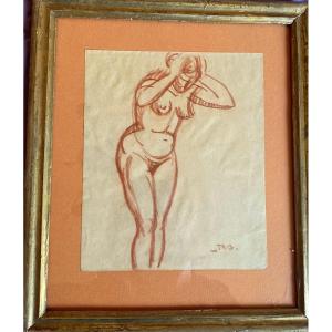 René Besserve (1883-1959) Naked "drawing To La Sanguine"