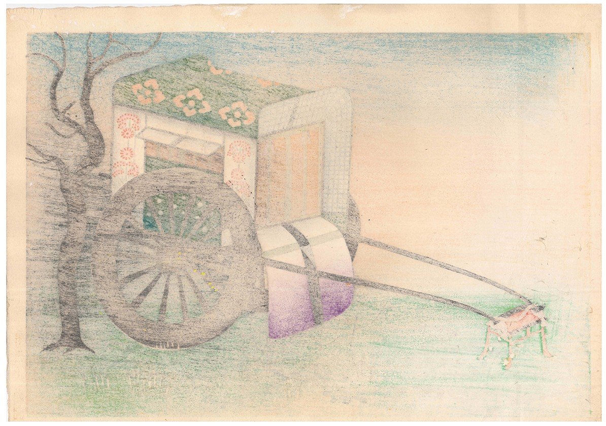 Japanese Print By Ono Bakufu | The Flower Cart-photo-2