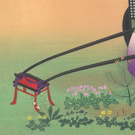 Japanese Print By Ono Bakufu | The Flower Cart-photo-4