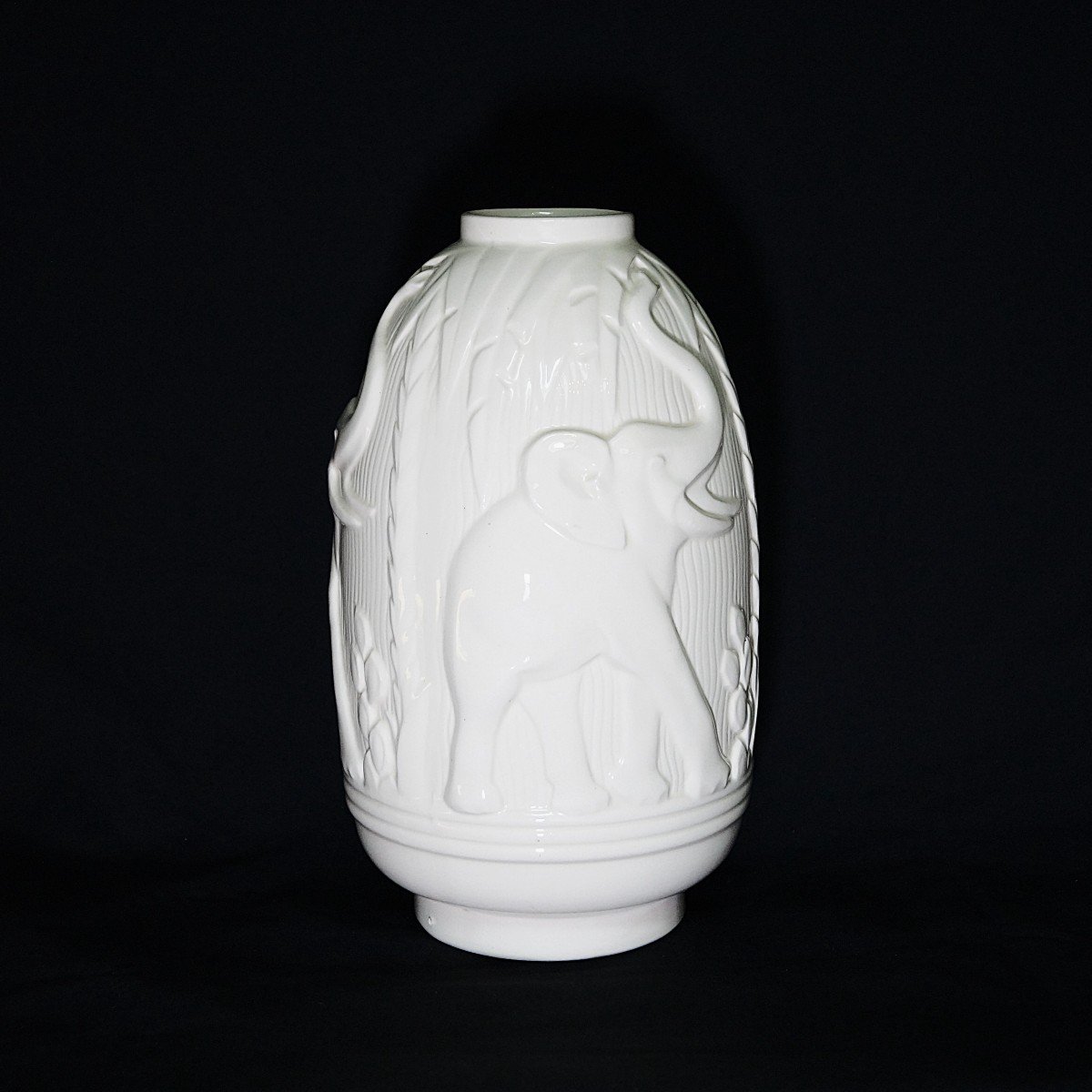 Charles Catteau Boch Frères - Vase Art Déco Aux Eléphants