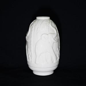 Charles Catteau Boch Frères - Vase Art Déco Aux Eléphants