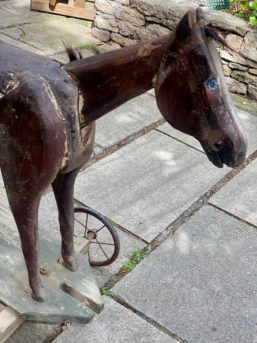 19th Century Handcrafted Wooden Horse.  -photo-4