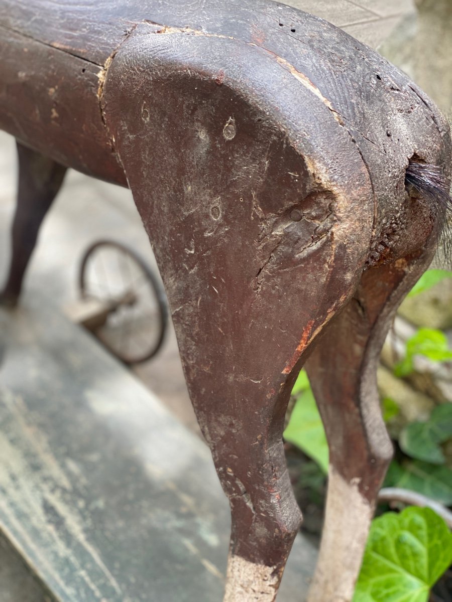 19th Century Handcrafted Wooden Horse.  -photo-2