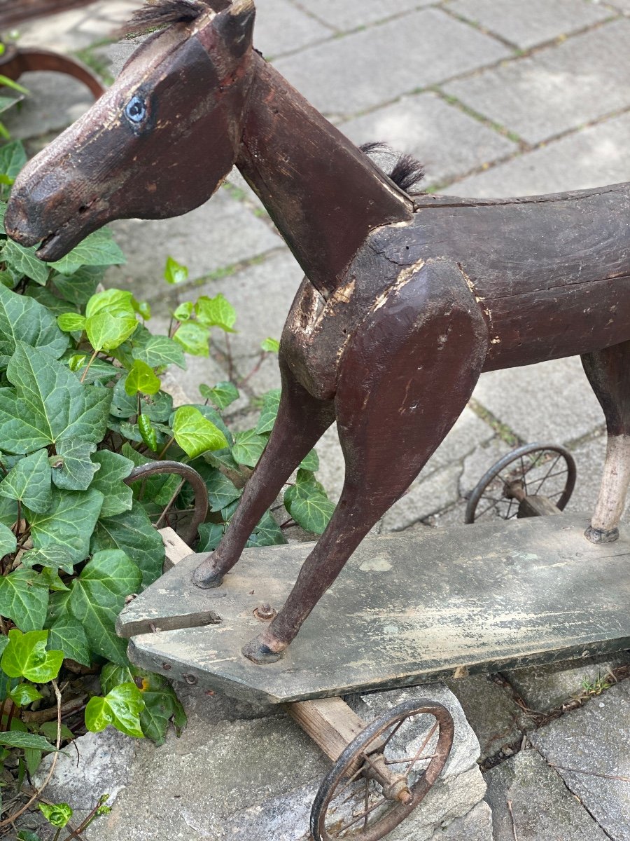 19th Century Handcrafted Wooden Horse.  -photo-4