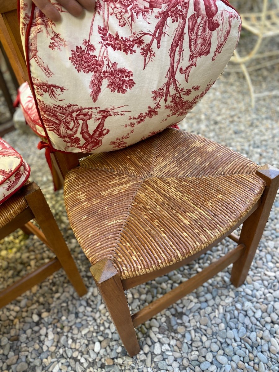 Suite Of 4 Directoire Period Straw Chairs With Cut Backs-photo-6