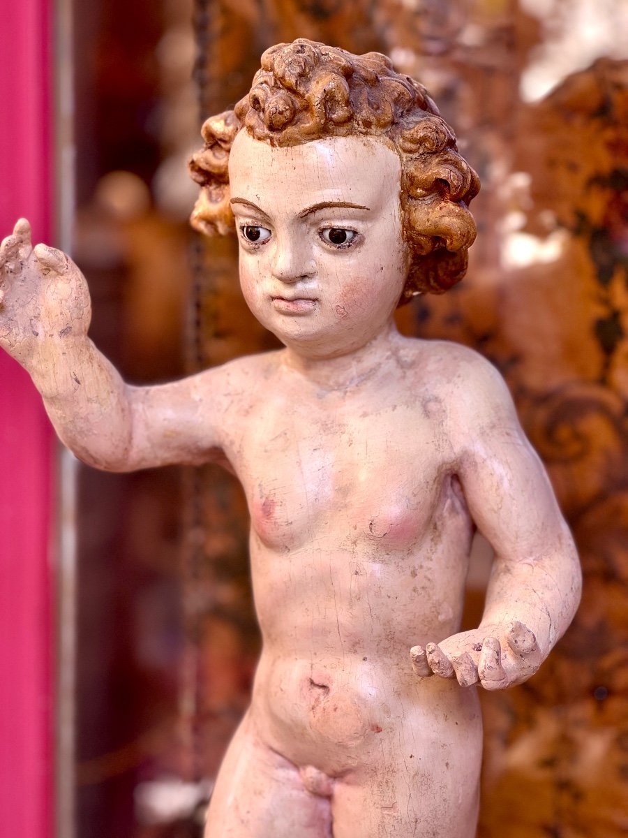 Child Jesus In Mageste In Polychrome Wood Early 18th-photo-1