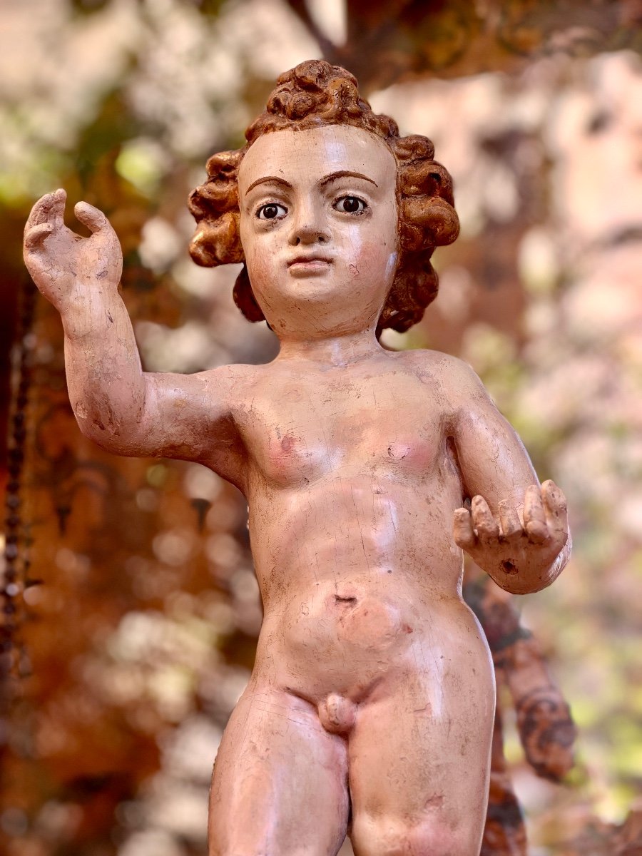 Child Jesus In Mageste In Polychrome Wood Early 18th-photo-4