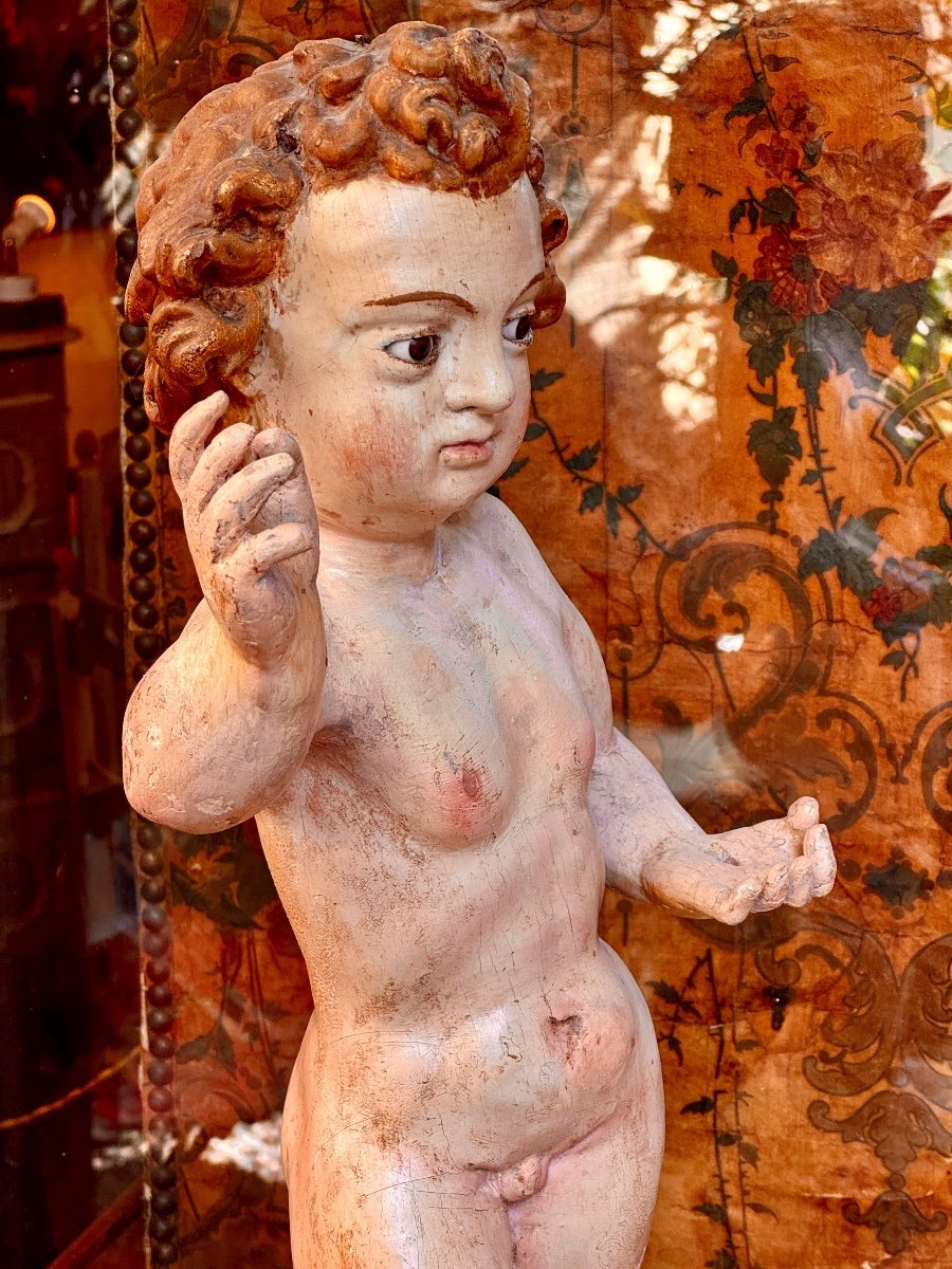 Child Jesus In Mageste In Polychrome Wood Early 18th-photo-5