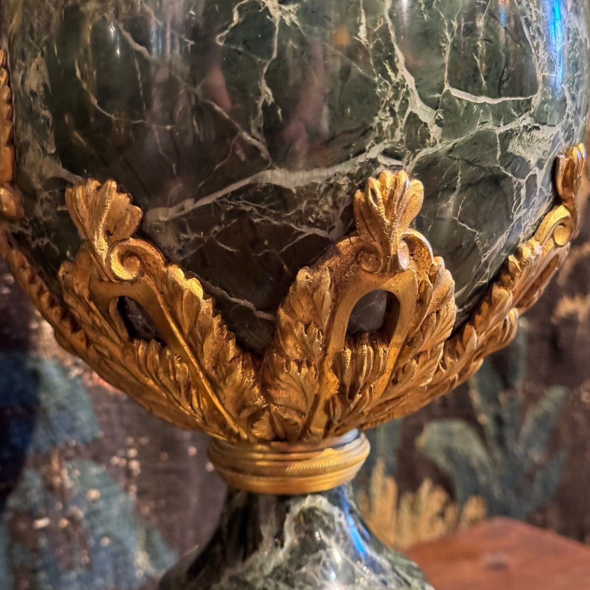 Paire De Grandes Cassolettes En Marbre Montées Sur Bronze D’époque 19ème-photo-8