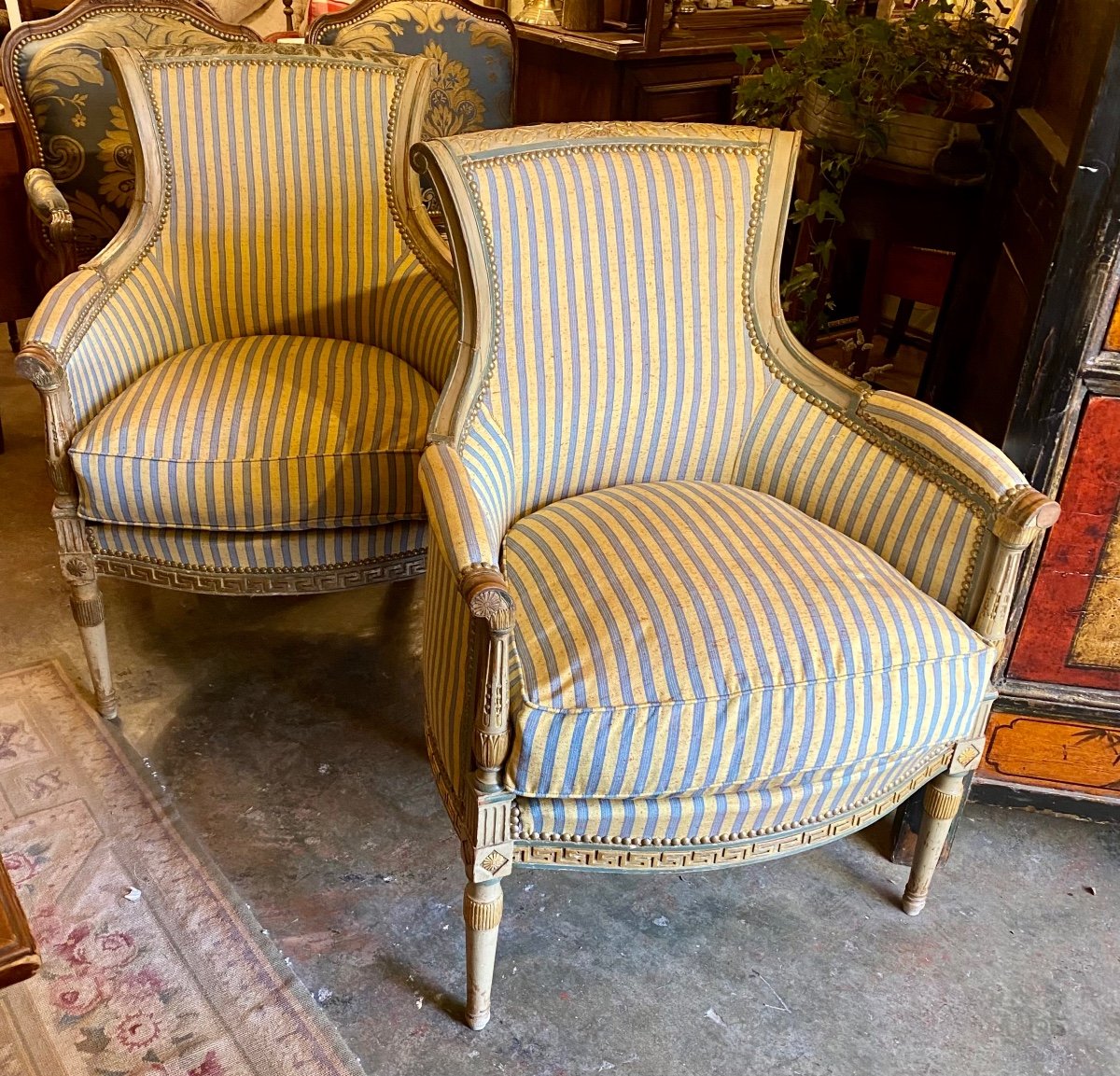 Pair Of Bergères And Pair Of Directoire Chairs 19th-photo-1