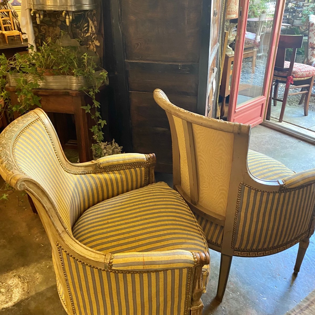 Pair Of Bergères And Pair Of Directoire Chairs 19th-photo-6