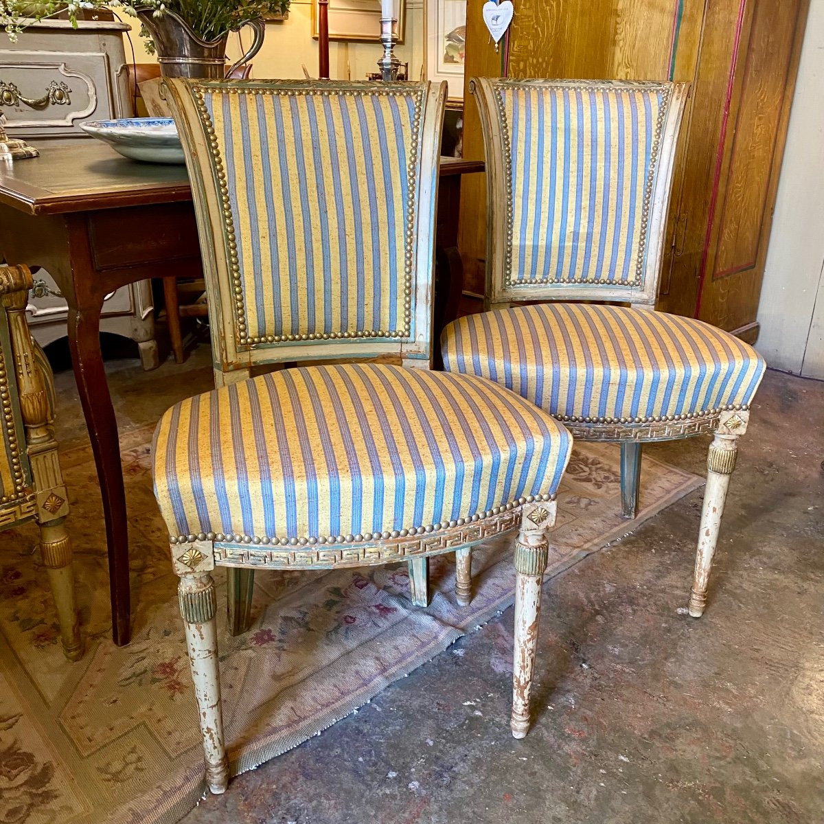 Pair Of Bergères And Pair Of Directoire Chairs 19th-photo-8