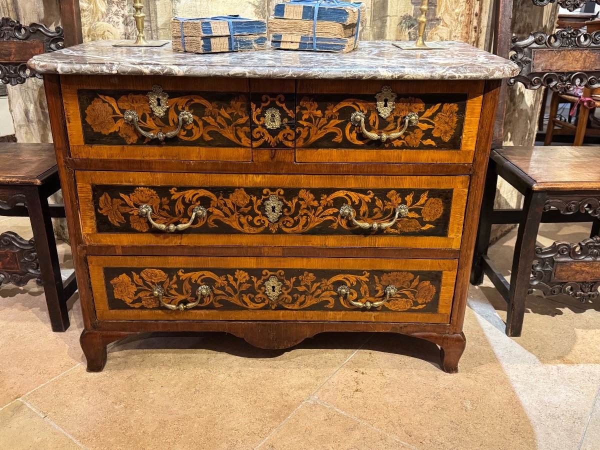 18th Century Marquetry Chest Of Drawers-photo-1