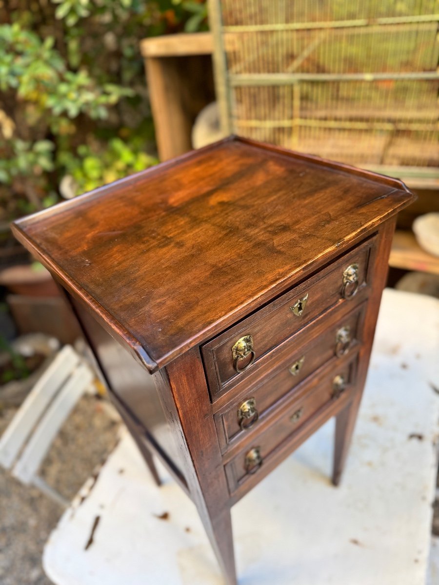 Small 19th Century Bedside Table With 3 Drawers-photo-4