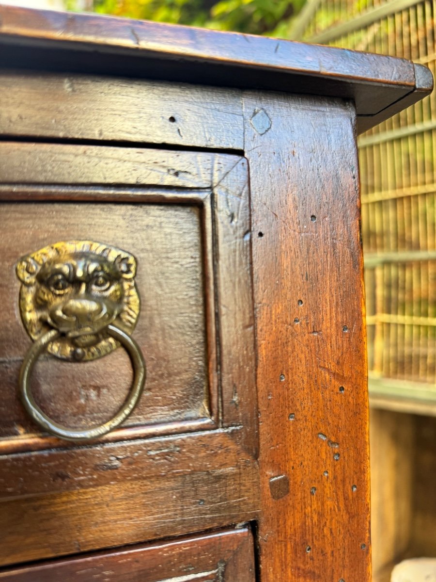 Small 19th Century Bedside Table With 3 Drawers-photo-2