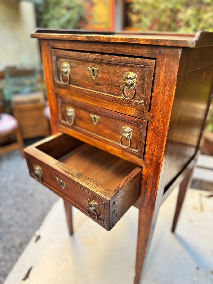 Small 19th Century Bedside Table With 3 Drawers-photo-6