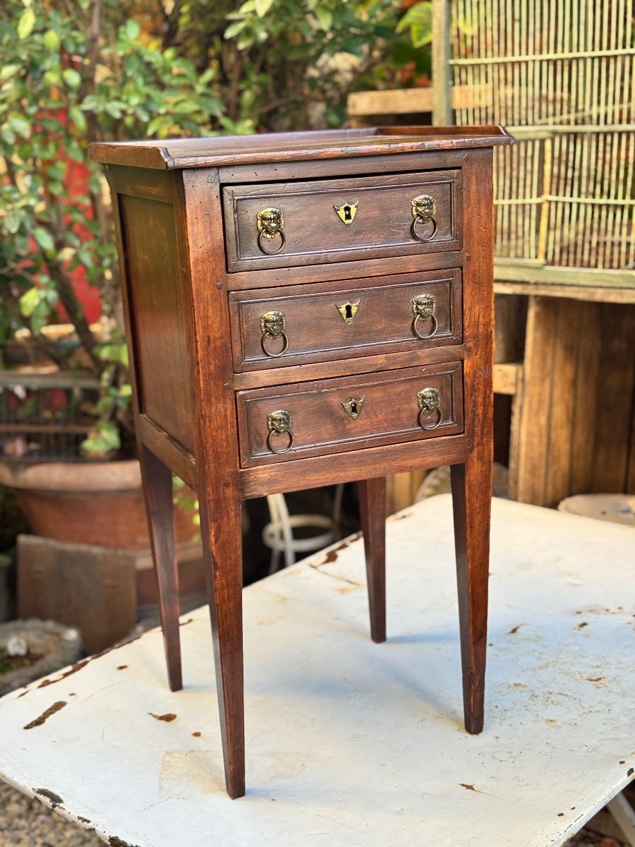 Small 19th Century Bedside Table With 3 Drawers-photo-8