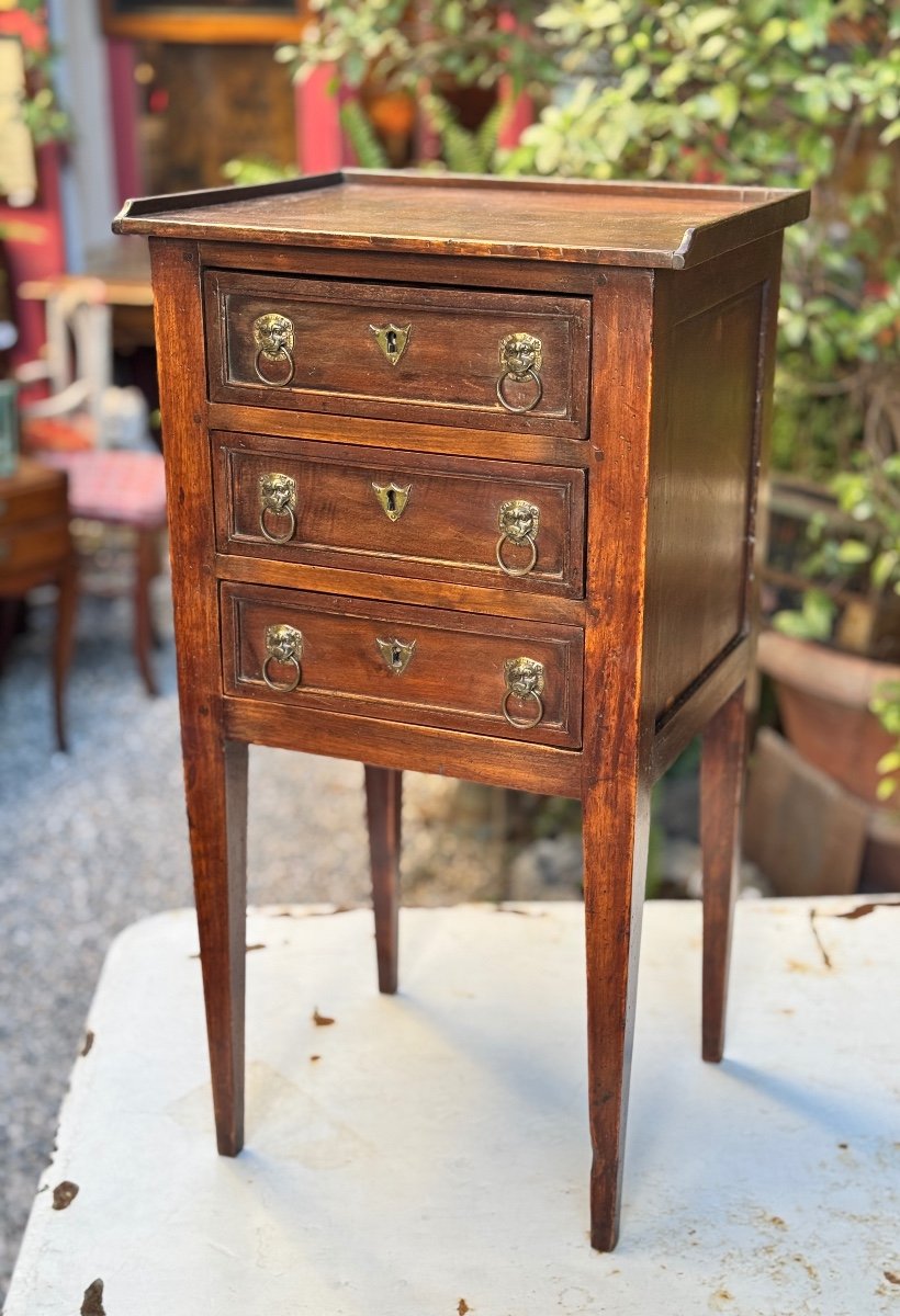 Small 19th Century Bedside Table With 3 Drawers