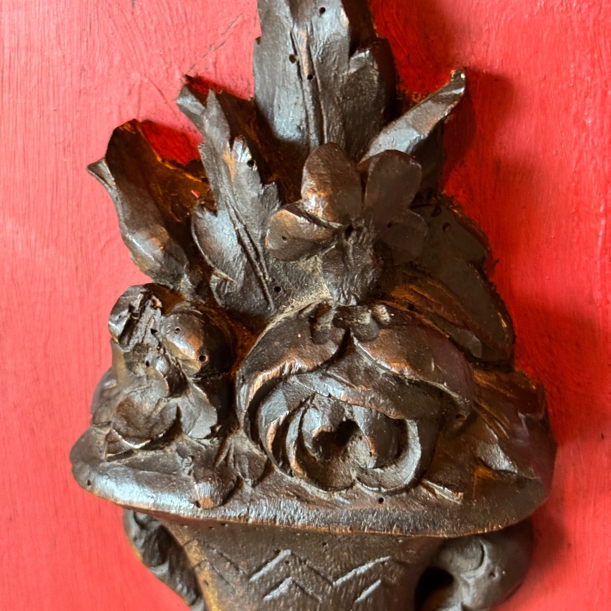 Pair Of Carved Wooden Caryatids, 16th Century, Walnut, Flower Vase Decorations-photo-3