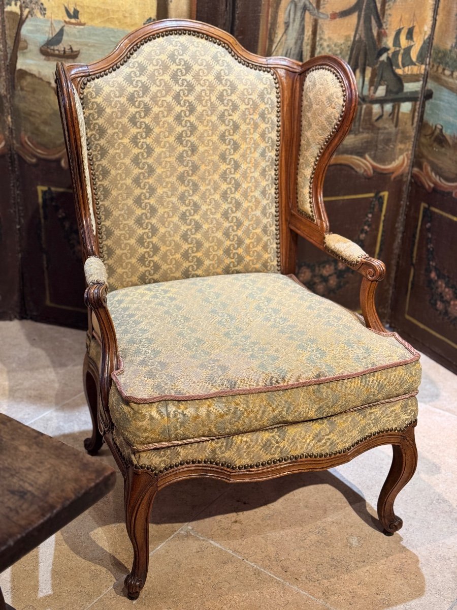 Louis XV 18th Century Wingback Armchair-photo-7