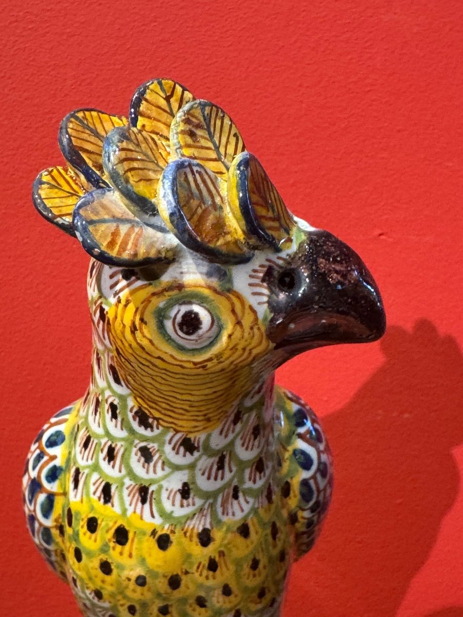 Polychrome Earthenware Parrot, Late 18th Century / Early 19th Century-photo-3