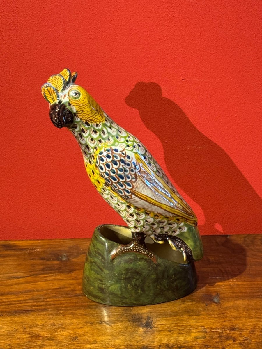 Polychrome Earthenware Parrot, Late 18th Century / Early 19th Century-photo-3