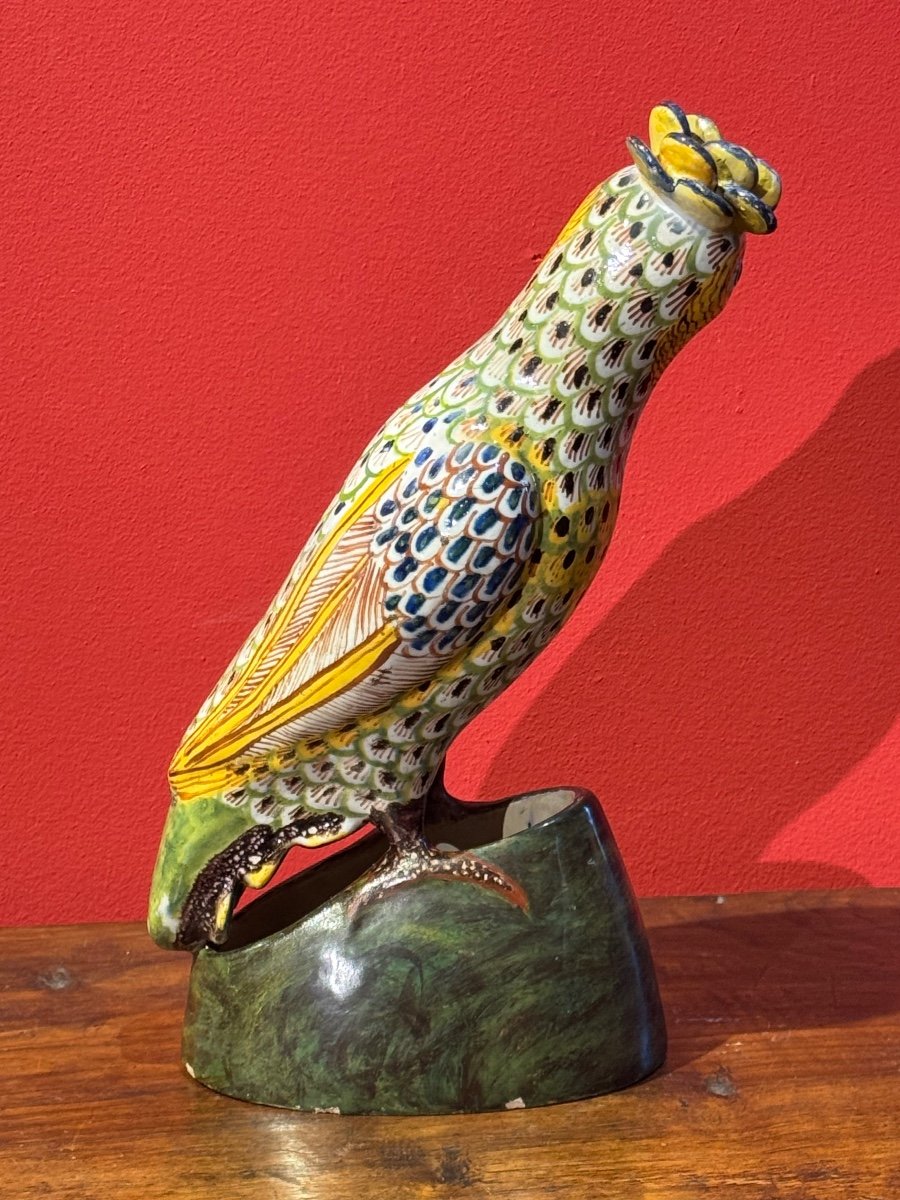 Polychrome Earthenware Parrot, Late 18th Century / Early 19th Century-photo-4